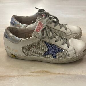 KIDS Golden Goose Cream Sneakers with Purple Star